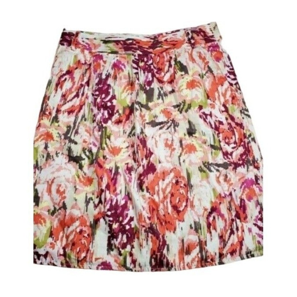 Liz Claiborne Skirt 6 Petite‎ Lined Knee Length Floral Casual Midi Flowy